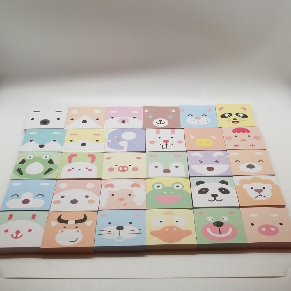 30 Pads of cute memo pads animal designs